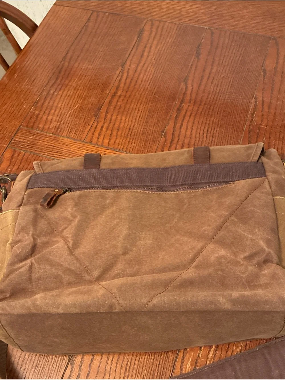 Newhey Men’s Messenger Bag/LapTop Bag Waxed Canvas Genuine Leather Brown Tan